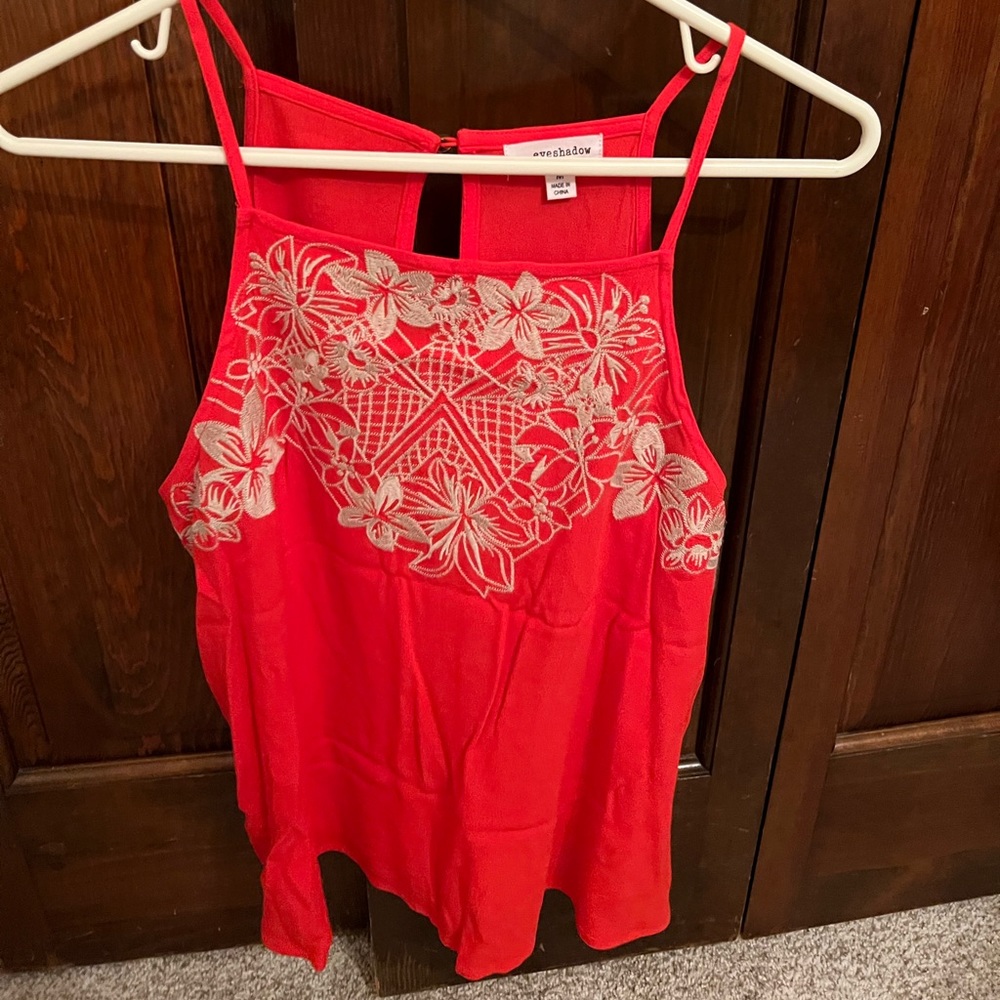 Eyeshadow red embroidered tank- size M